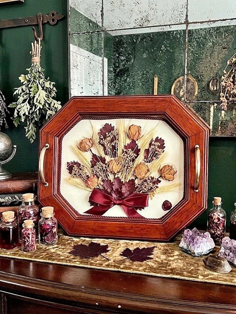 ✨Vintage✨MCM Italian Handmade “Erbario d'Arte” Tray | Dried Flowers 🌹 Wax Seal